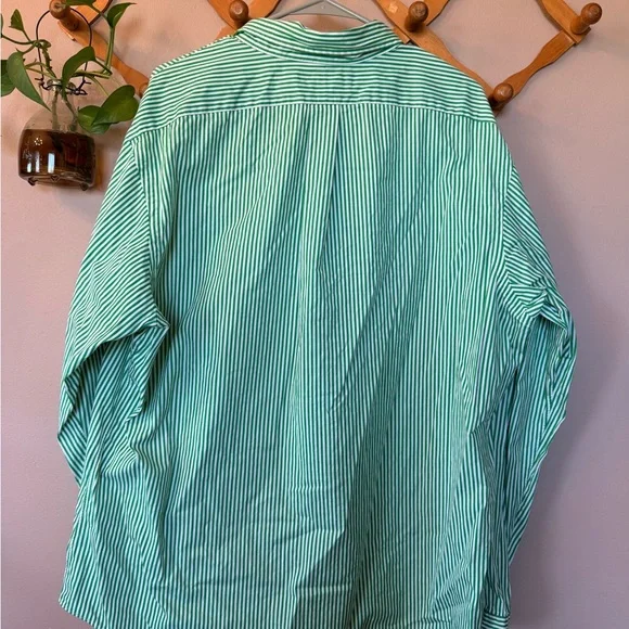 Ralph Lauren Men's Green and White Striped Shirt - Picture 7 of 9